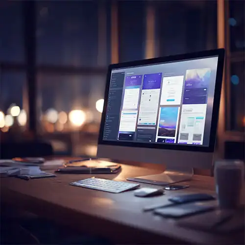 Custom website being created on a screen