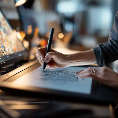 A hand drawing on a drawing tablet