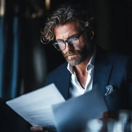 Businessman reading a report