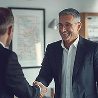 Male architect shaking hands with a client